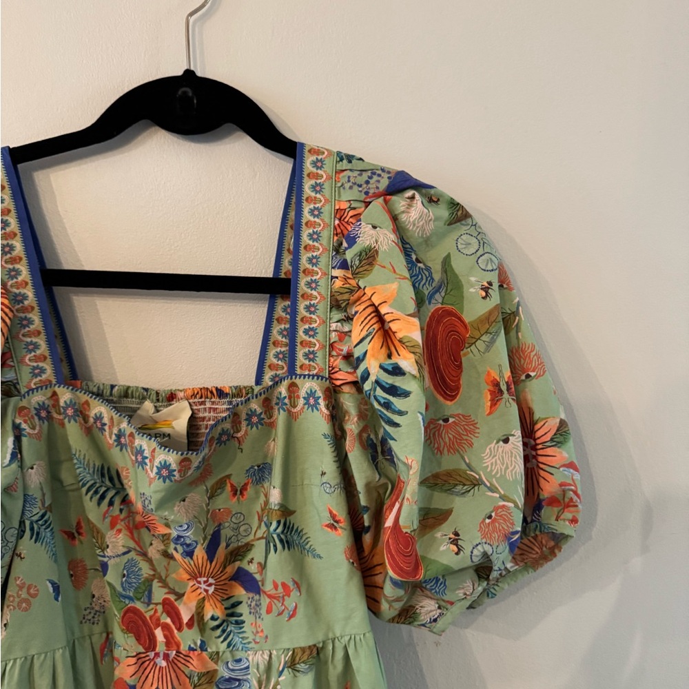FARM Rio Green Floral Puff-Sleeve Mini Dress - Picture 3 of 4